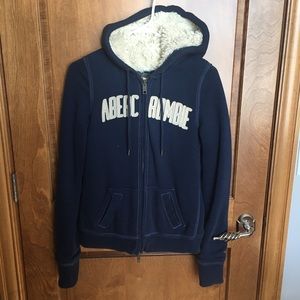 Abercrombie & Fitch Zip-Up Sherpa Lined Sweatshirt